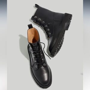 Madewell Rayna Lace-Up Leather Boots - Size 9